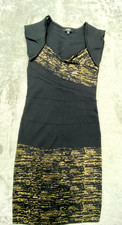 XOXO Dress Womens Small Black Gold Bodycon Cocktail Party Holiday Glam Clubwear