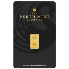 Perth Mint 1 Gram Gold Bar in Original Assay Card with Protective Plastic Wrap