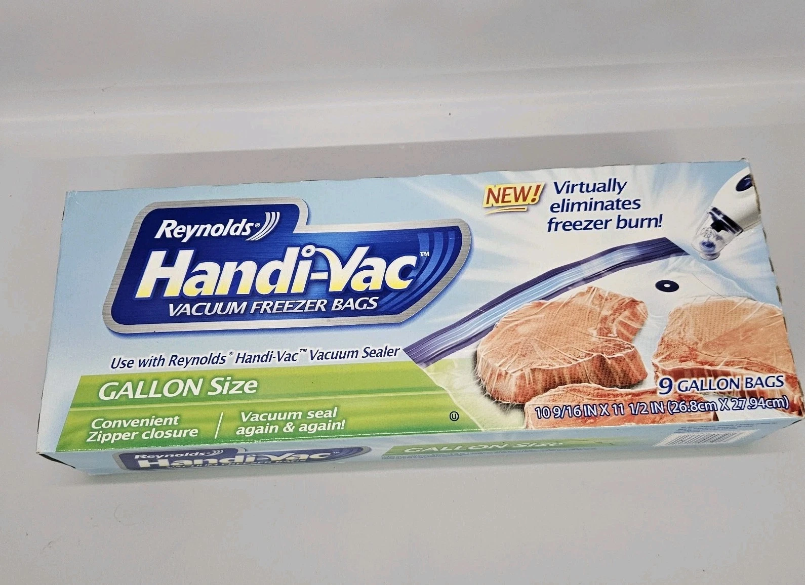 Reynolds Handi-Vac Vacuum Freezer Bags Gallon Size — 9 Bags NEW & UNOPENED HTF