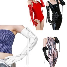 Womens Cosplay Mittens Shiny Full Fingers Gloves Halloween Long Glove Durable