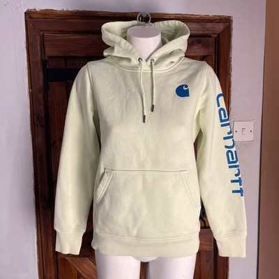 Carhartt Damen Lime Green Sleeve Print Relaxed Oversized Hoodie Größe Small