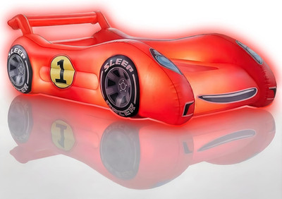 Sleep Racer Inflatable Kids Air Mattress with LED Light - Red Race Car