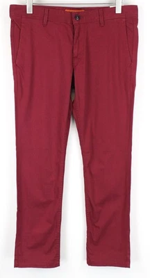Replay Tom Pantalon Hommes W34/L32 Rouge Coton Stretch Droit Pour Smart Loisirs - Photo 1/4