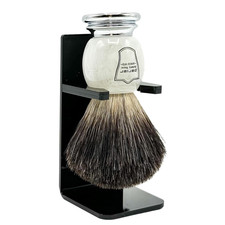 Parker 100 Black Badger Bristle Shaving Brush with Ivory Marbled Handle - Brush