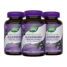 Nature  s Way Sambucus Elderberry Immune Support Gummies 60 Count Pack of 3 