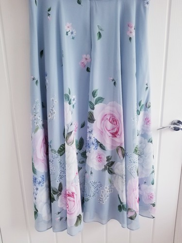 Hobbs Carly Floral Print Occasion Dress Size UK 18 Light Blue US 14 Midi - Picture 9 of 15