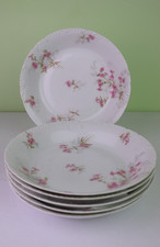 Gerald Dufraisseix Abbot Limoges 6 Bowls Pink Flower Embossed France GDA 7 5/8 "