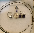 Vintage 925 Sterling Silver Emerald Cut Amethyst Earrings Signed — photo 2