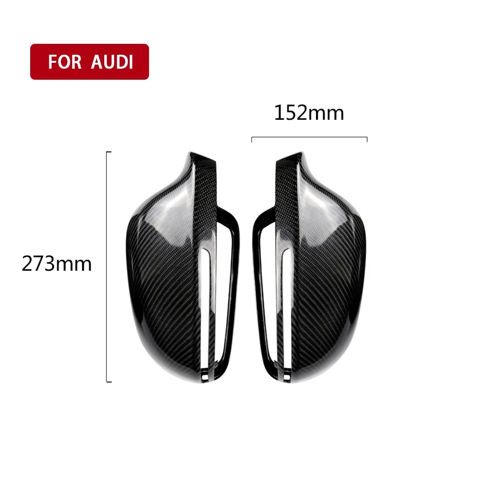 Real Carbon Fiber Add-on Rearview Mirror Cover Cap For Audi A4 A5 B8 2008-2012 - Imagem 2 de 4