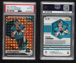 2021 Mosaic Rookies Reactive Orange Prizm Trevor Lawrence #301 PSA 10 Rookie RC