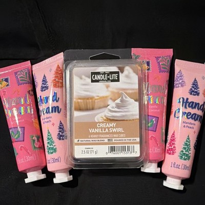 Candle-Lite Creamy Vanilla Swirl Holiday Wax Cube Melts 2.5 oz + Hand Cream