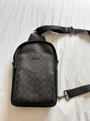 COACH Sling Pack Crossbody Bag | Signature Canvas | Leder | Herren | schwarz |