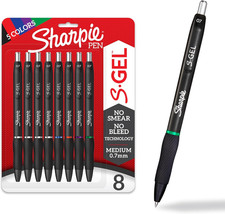 S-Gel Pens, Medium Point 0.7Mm , Assorted Ink Colors, 8 Count - Ideal for Writi