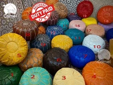 Moroccan POUF, DDP USA,   Leather Pouf Ottoman Pouf Morrocan Leather Pouf