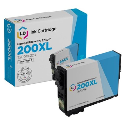 LD Replacement for Epson 200XL 200 XL T200XL220 HY Cyan Ink XP-410 WF-2520