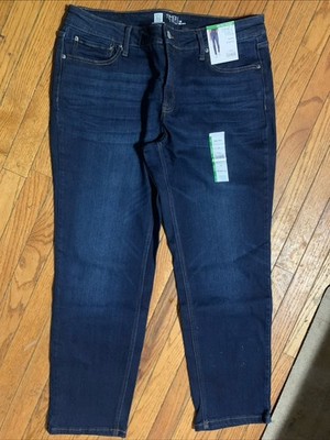 Time and Tru NEW Women 16 Straight Blue Jeans Denim Cotton Bld Mid Rise NWT 733