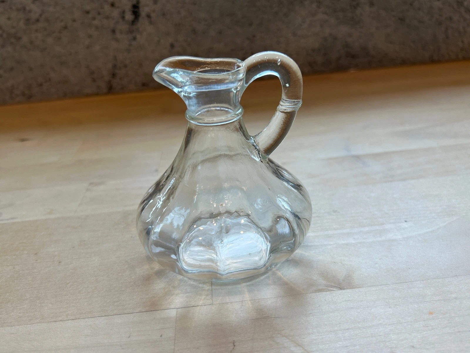 Vintage Clear Glass Cruet Oil/Vinegar Pour with handle - 4" x 3.5"