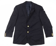 Terry de Havilland Mens Black Wool Jacket Blazer Size 44 Regular