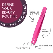 5 Pieces Professional Eyebrow Tweezers Hair Removal Slanted Tip Beauty Pink