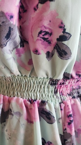Maddie girls size large 14-16 romper green and pink floral - Picture 3 of 6