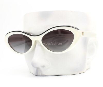 Chanel Sunglasses ch5416A 1763/S6 Creamy White & Black Pale Gold CC w/case NWT