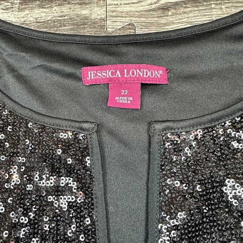 Jessica London Womens Jacket size 22W Black Cropped Open Front plus Sequin Shrug - Picture 8 of 8