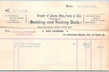 John Holman & Co. Bedding Folding Beds Boston Billhead 1892 J.P. Marsh*