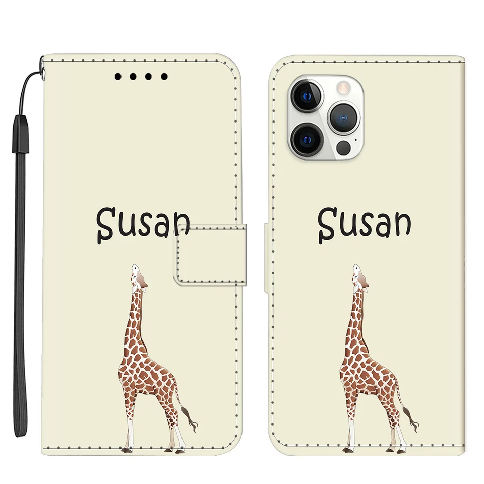 Funda protectora de cuero con nombre personalizada abatible para iPhone 16 Pro Max 15 14 13 12 11 Foto 4 de 4