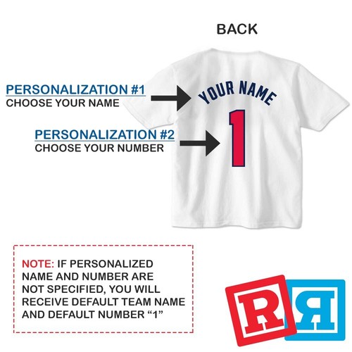 Personalized Atlanta Braves T-Shirt Boys Custom Top Toddler Cotton White Crew - Picture 2 of 7