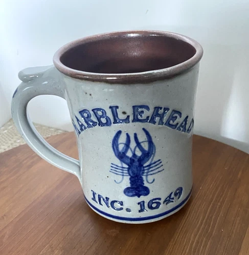 Vintage Harvey Salt Glazed Stoneware Pottery Mug ~ Marblehead, MA ~ Signed
