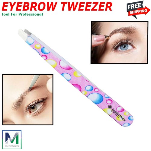 Professional Eyebrow Tweezers Red Women Hair Removal Slanted Tip Makeup Beauty - Picture 3 of 4