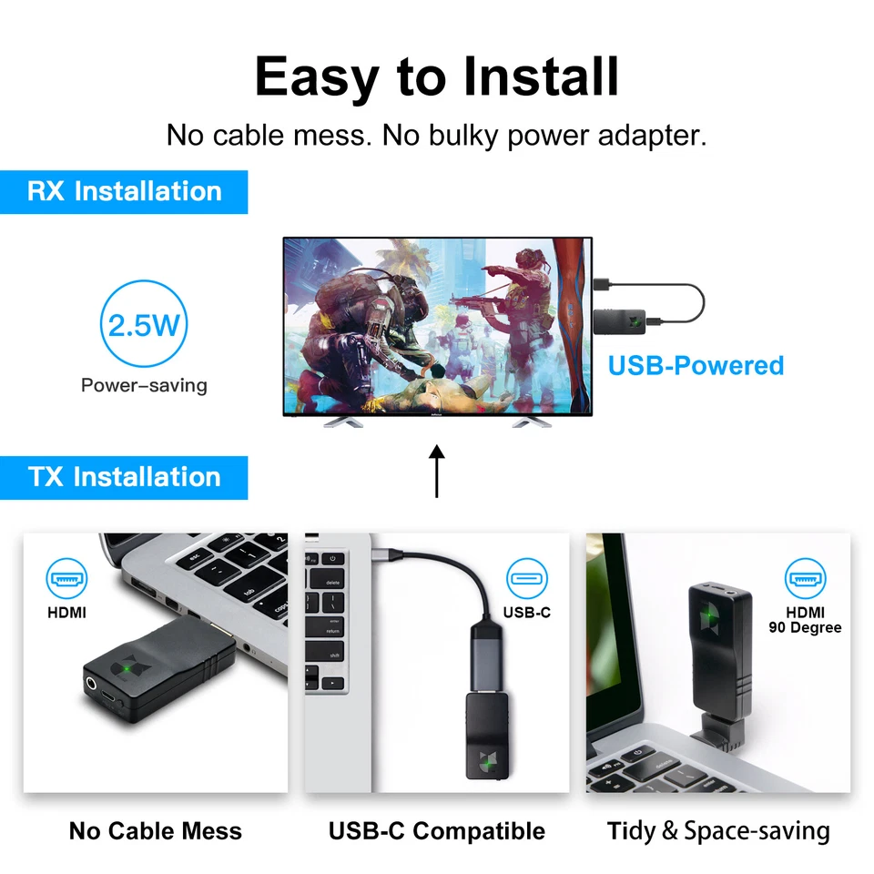 5G WiFi Mini Wireless HDMI Extender Dongle HDMI Transmitter and Receiver Full HD - Image 4 of 4