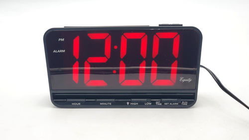 Equity 3 inch Large Red LED Display Desk Digital Alarm Clock Snooze - Picture 2 of 10