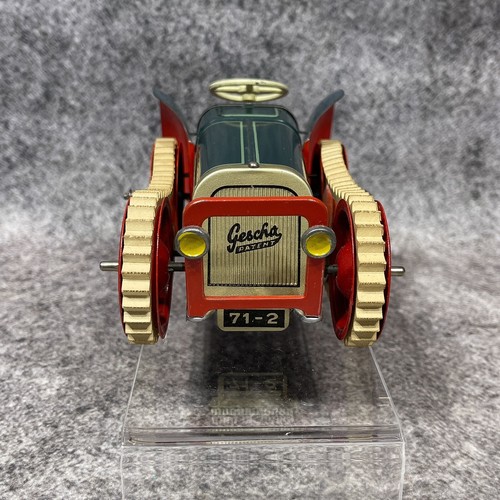 Vintage Gescha Wind-Up Metal Tractor & Trailer W Key & Original Box FAO Schwarz - Picture 9 of 24
