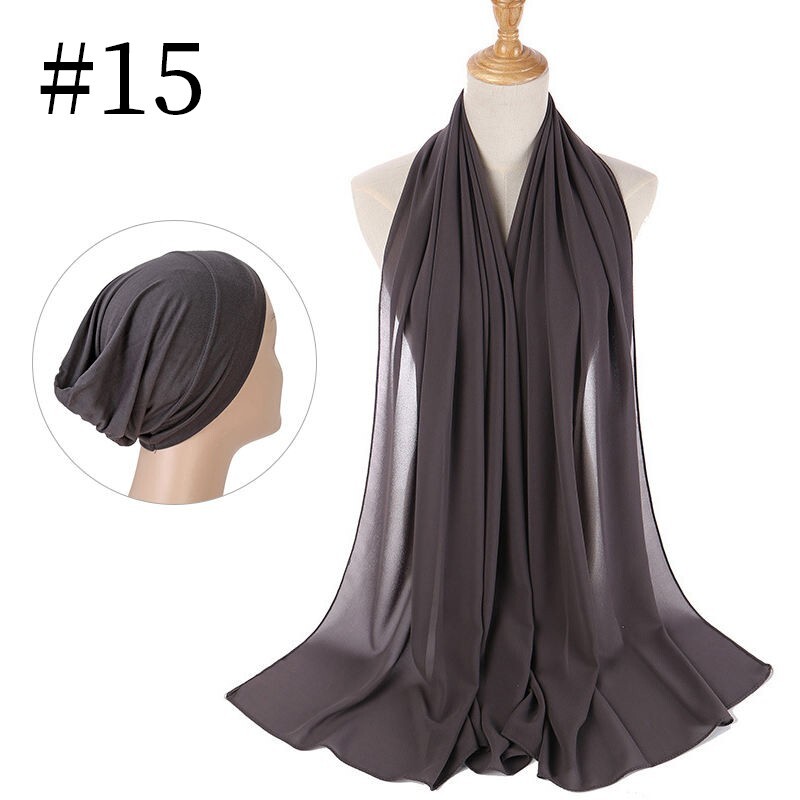 Chiffon Hijab and Under Cap Set, 2 Pcs, premium quality solid colors Hijab/scarf image 7