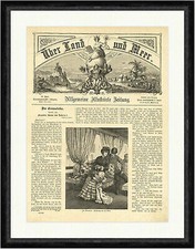 Im Tramway Holzstich Galli Straßenbahn Hund Sitze Vorhänge Bahn Faksimile_E 1689