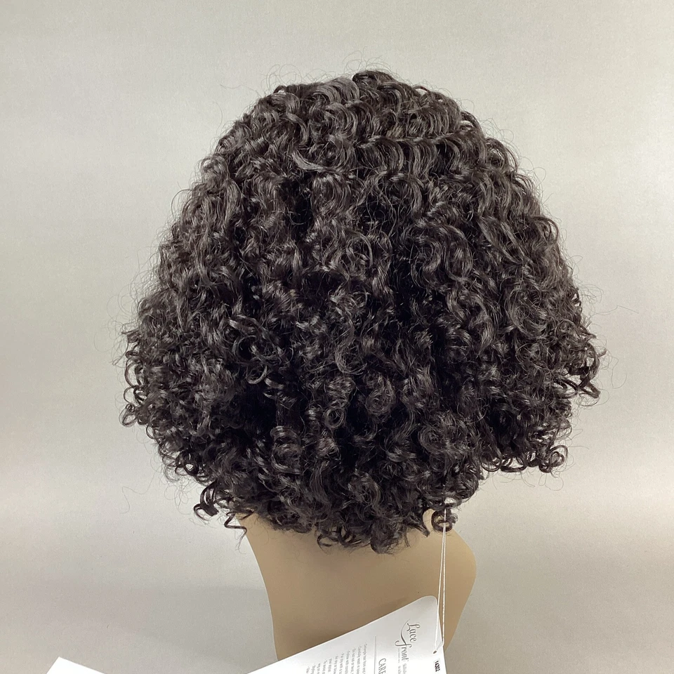 Peluca delantera de encaje sintético marrón oscuro Shay Short Curly #2 Foto 4 de 4