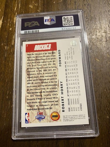 1992 UPPER DECK ROBERT HORRY ROOKIE Card RC 7 ROCKETS PSA 9 EBay