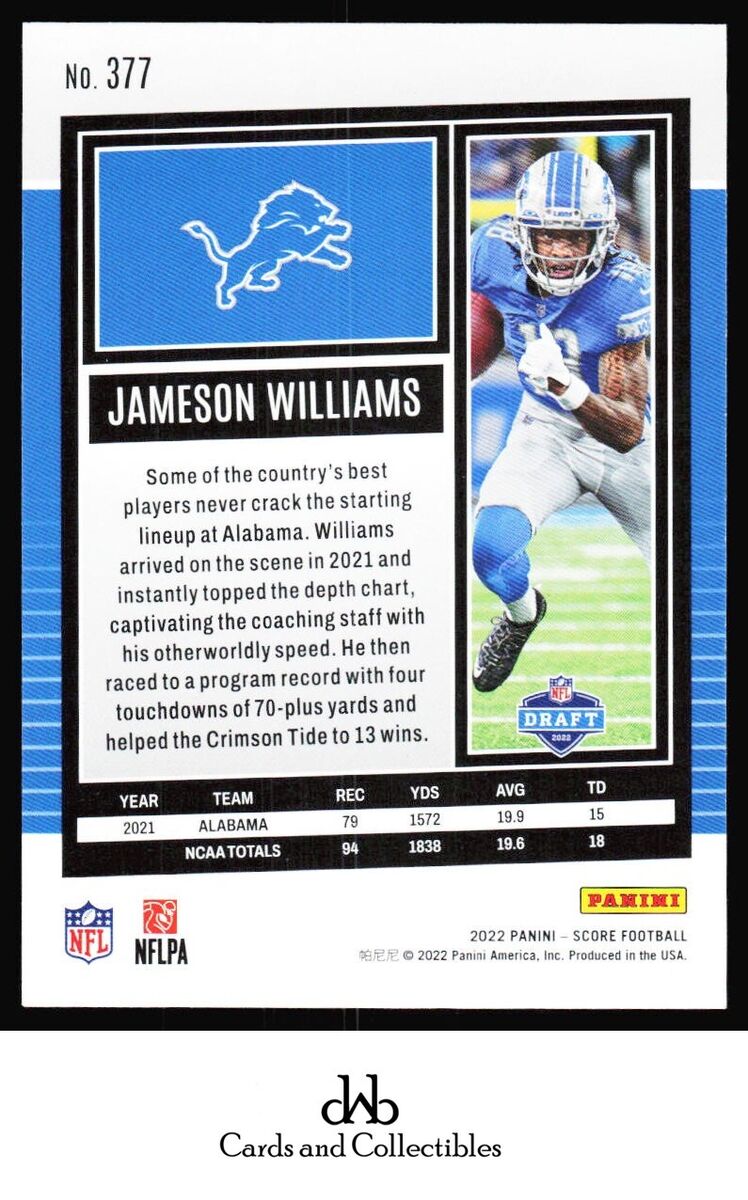 2022 Score #377 Jameson Williams Rookie | eBay 2022 Score #377 Jameson Williams Rookie | eBay