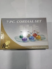 Cordial Set 7pc Rosetti six 4.5in cordial glass & one 10in glass tray