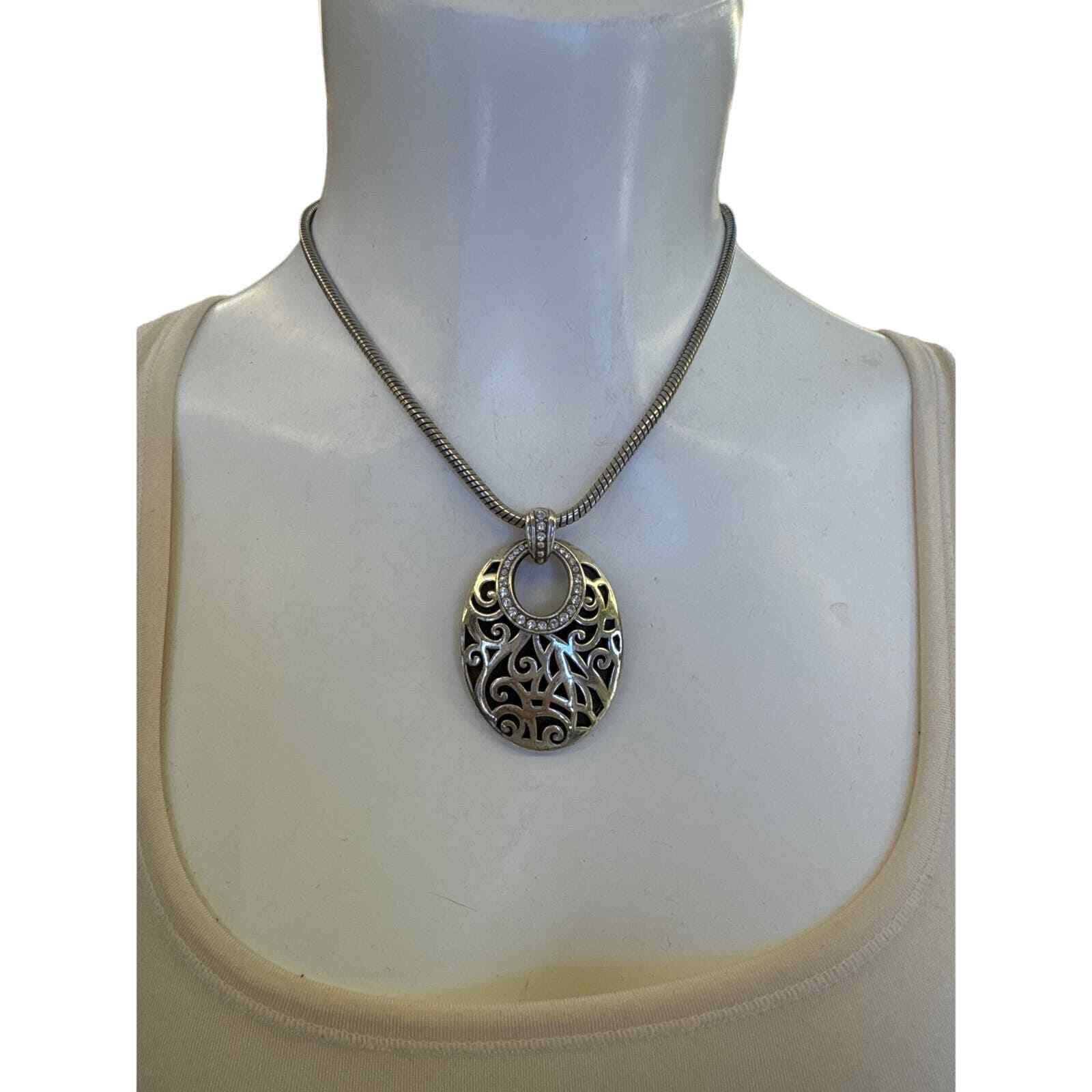 Brighton Silver Circular Pendant Statement Neckla… - image 1