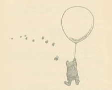 Winnie-the-Pooh 1926 - Up Up and Away by Ernest H Shepard Art Print