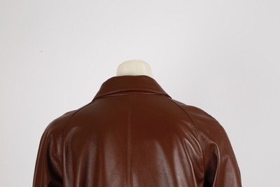 Veste En Cuir D'agneau Oscar De La Renta - Taille 6 - Marron Avec Nœud