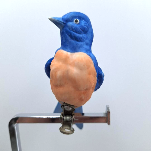 Bisque Ceramic Bird Clip On Bluebird Goldfinch Blue Jay Waxwing Robin Vintage - Picture 33 of 42