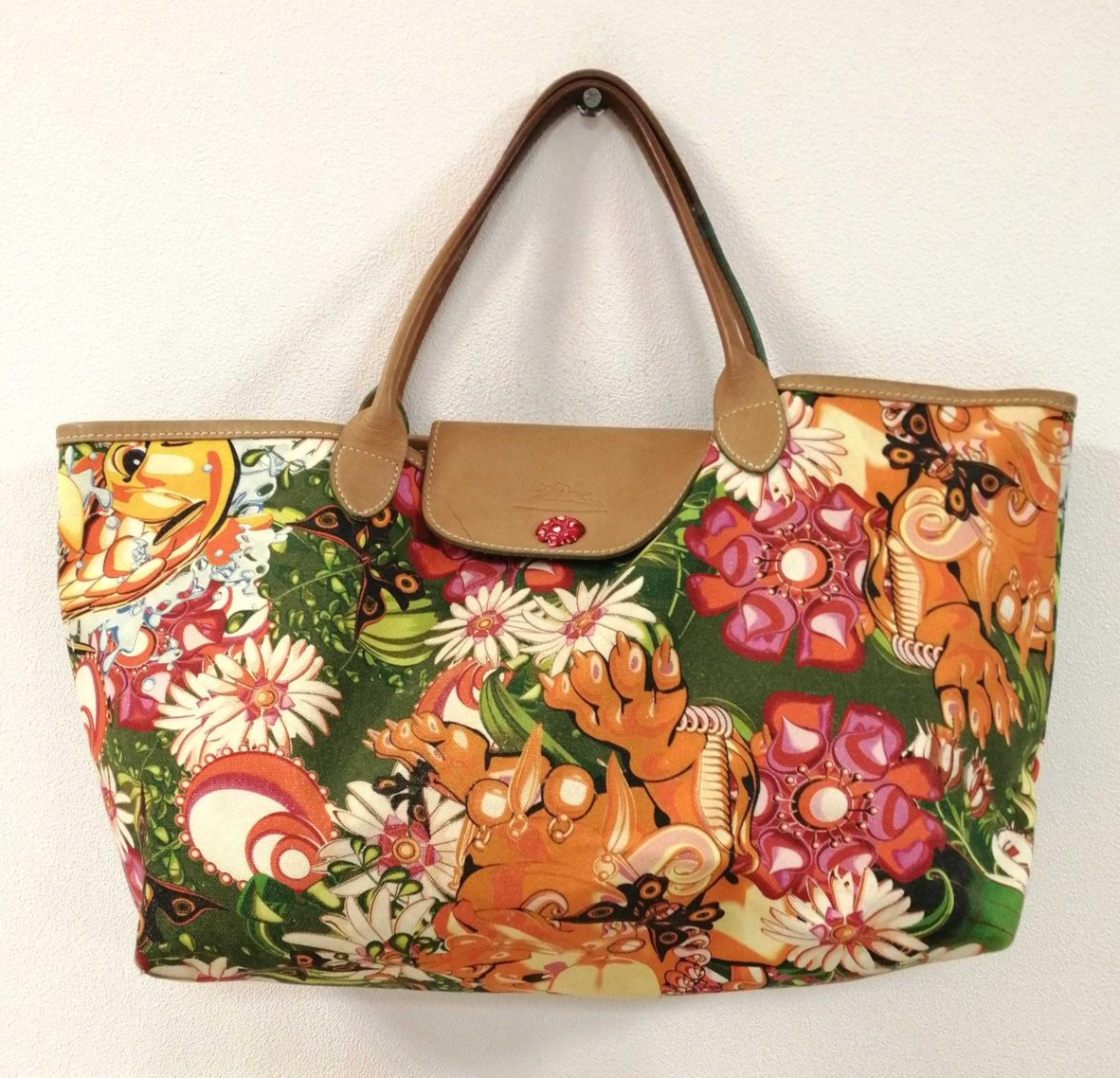 Rare Longchamp x ME Company Tote Bag Botanical Print Limited Ed