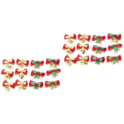  Set of 2 Hängende Schleife Für Weihnachten Bogen Mit Glocke