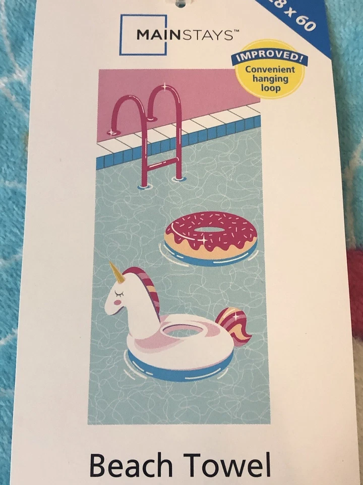 New Beach Towel Unicorn Print Kids Boy Girl Pink Pool 28x60 Soft and Absorbent - Image 3 of 4