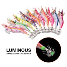 10x Squid Jigs Luminous Saltwater Lures Squid Bait Jig Hook 2.5# 3.0# 3.5# New