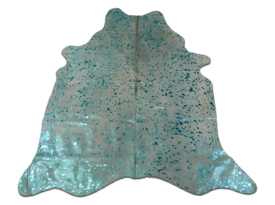 Turquoise Cowhide Rugs- Brazilian Natural Cowhides - Acid Washed ...