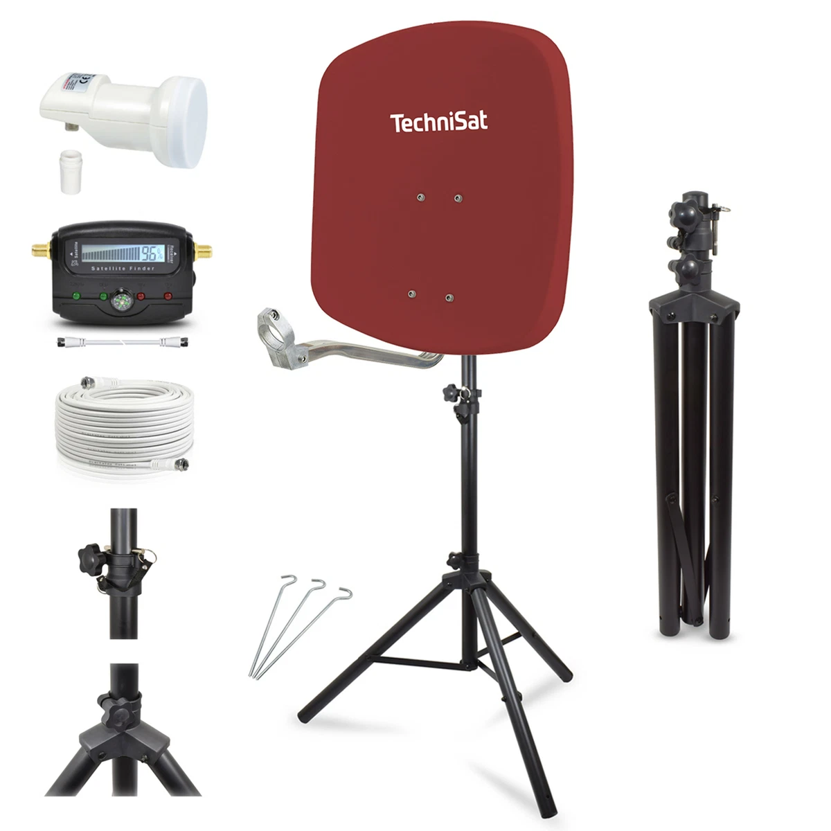 TechniSat DIGIDISH 45 - Satellietschotel voor 1 deelnemer (45 cm kleine satellietinstallatie - complete set met wandbeugel en satellietzoeker V/H- LNB) grijs